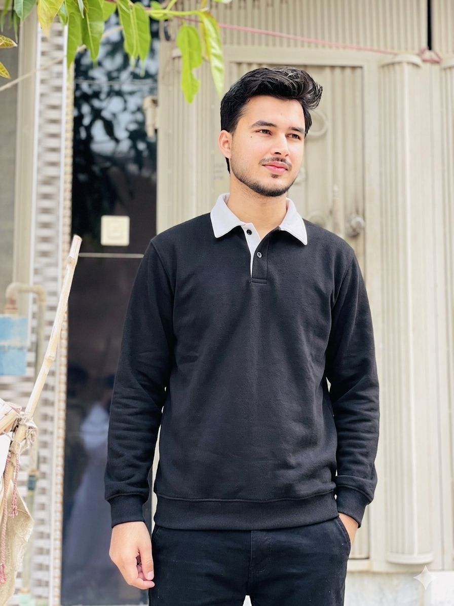 xdot signature black polo sweatshirt xdot signature black polo sweatshirt